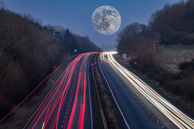 Photo of super moon over the A303