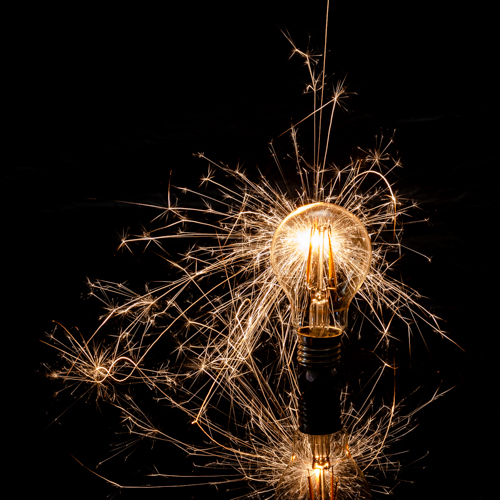 Sparkler behind bulb