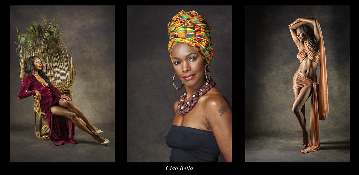 Triptych of 3 images featuring the model Natasha J Bella 