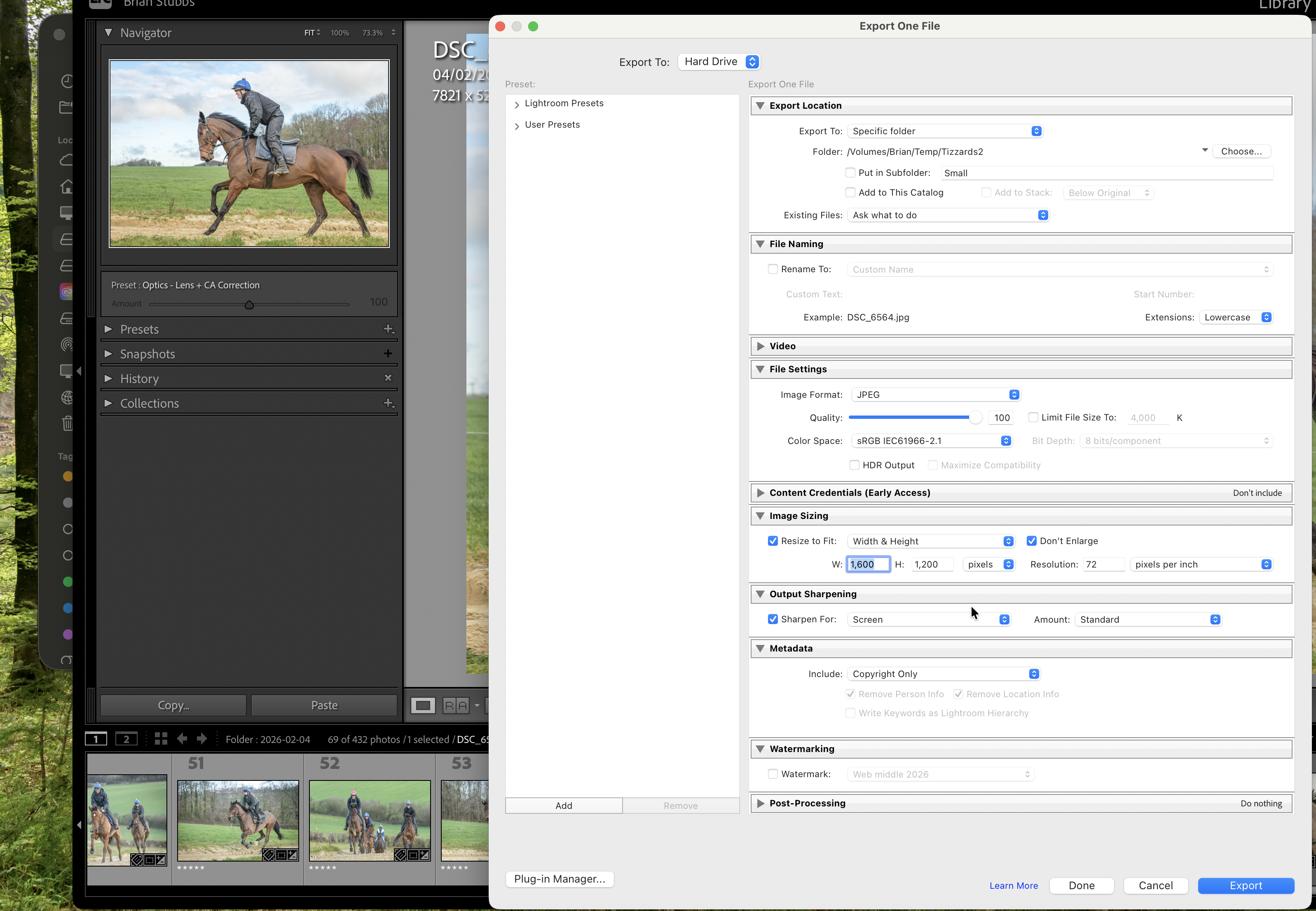 Image of Lightroom settings